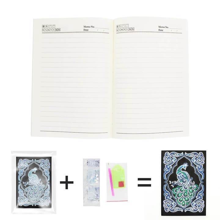 Emerald Peacock Diamond Painting Notebook