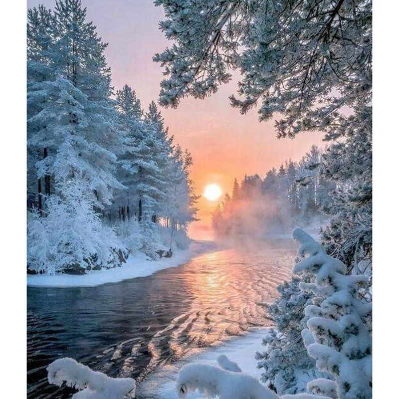 Winter Lake-5D DIY Diamond Painting , Diamond Painting kit