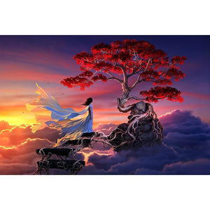 Girl & Red Tree-5D DIY Diamond Painting , Diamond Painting kit